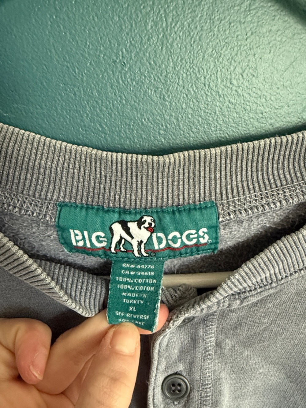 Big Dogs Dusty Blue Henley Pullover - Picture 2 of 5